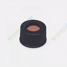 ISOLAB 096.05.004 Kapak + Septa - Kırmızı Kauçuk / FEP - Renksiz - Yarıksız - N13 Vidalı Vial İçin