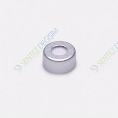 ISOLAB 096.02.002 Crimp Kapak + Septa - Kırmızı Kauçuk / Tef Renksiz - Yarıksız - N11 Crimp Vial İçin