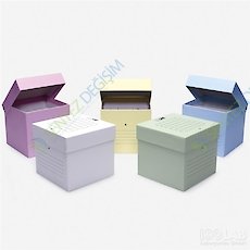 ISOLAB 078.20.050W Tüp Kutusu - Karton - 50 ml Tüpler İçin - Geçme Kapaklı - Beyaz