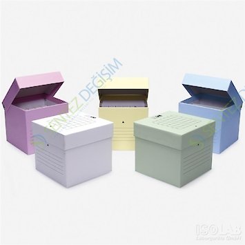 ISOLAB 078.20.050W Tüp Kutusu - Karton - 50 ml Tüpler İçin - Geçme Kapaklı - Beyaz