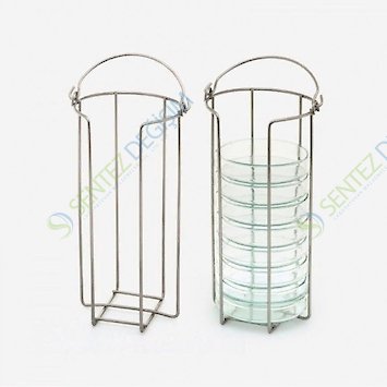 ISOLAB 081.20.001 Petri Kutusu Sepeti - Paslanmaz Çelik - 10 Petri Kapasiteli