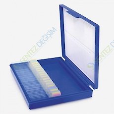 ISOLAB 076.02.000B Lam Kutusu - 25 Lam Kapasiteli - Plastik Kilitli - Mavi