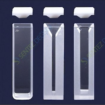 ISOLAB 098.01.005 Spektrofotometre Küveti - Optik Cam - Yarı Mikro - 12,5X12,5X45 mm - 1,40 ml