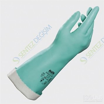 ISOLAB 080.22.007 Eldiven - Nitril - Kimyasal Koruma - Ağır İş - Small