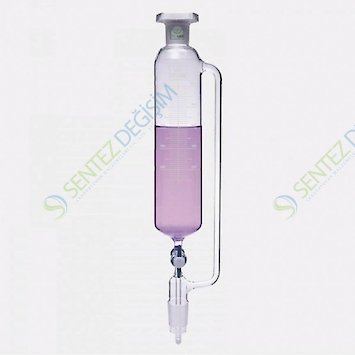 ISOLAB 032.03.500 Damlatma Hunisi - Cam - Silindirik - Basınç Borulu - PTFE Musluklu - 500 ml