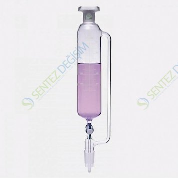 ISOLAB 032.03.250 Damlatma Hunisi - Cam - Silindirik - Basınç Borulu - PTFE Musluklu - 250 ml