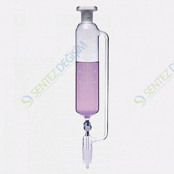 ISOLAB 032.03.100 Damlatma Hunisi - Cam - Silindirik - Basınç Borulu - PTFE Musluklu - 100 ml