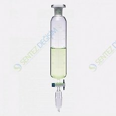 ISOLAB 032.02.901 Damlatma Hunisi - Cam - Silindirik - Dereceli - PTFE Musluklu - 1000 ml