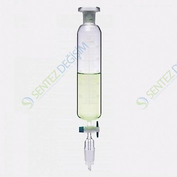 ISOLAB 032.02.901 Damlatma Hunisi - Cam - Silindirik - Dereceli - PTFE Musluklu - 1000 ml