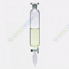 ISOLAB 032.02.500 Damlatma Hunisi - Cam - Silindirik - Dereceli - PTFE Musluklu - 500 ml