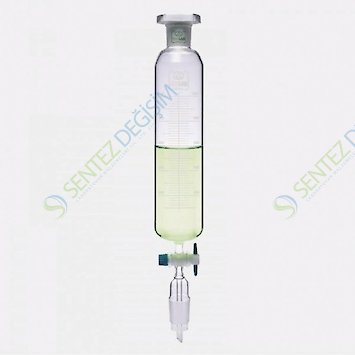 ISOLAB 032.02.500 Damlatma Hunisi - Cam - Silindirik - Dereceli - PTFE Musluklu - 500 ml