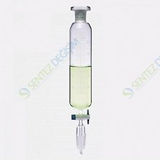 ISOLAB 032.02.100 Damlatma Hunisi - Cam - Silindirik - Dereceli - PTFE Musluklu - 100 ml