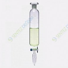 ISOLAB 032.02.050 Damlatma Hunisi - Cam - Silindirik - Dereceli - PTFE Musluklu - 50 ml