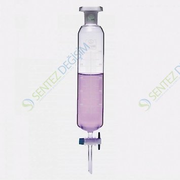 ISOLAB 031.06.500 Ayırma Hunisi - Cam - Silindirik - Dereceli - PTFE Musluklu - 500 ml