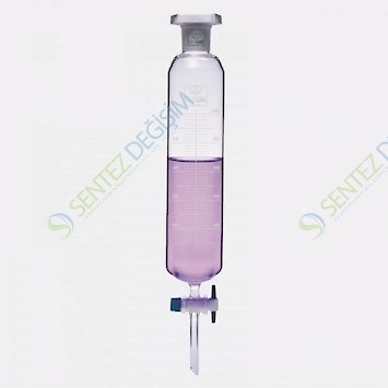 ISOLAB 031.06.100 Ayırma Hunisi - Cam - Silindirik - Dereceli - PTFE Musluklu - 100 ml