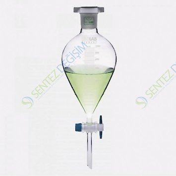 ISOLAB 031.04.902 Ayırma Hunisi - Cam - Armudi - Dereceli - PTFE Musluklu - 2000 ml