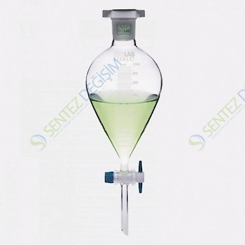 ISOLAB 031.04.500 Ayırma Hunisi - Cam - Armudi - Dereceli - PTFE Musluklu - 500 ml