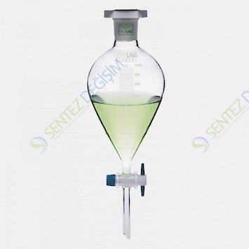 ISOLAB 031.04.250 Ayırma Hunisi - Cam - Armudi - Dereceli - PTFE Musluklu - 250 ml