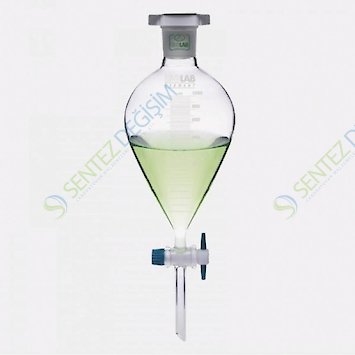 ISOLAB 031.04.100 Ayırma Hunisi - Cam - Armudi - Dereceli - PTFE Musluklu - 100 ml