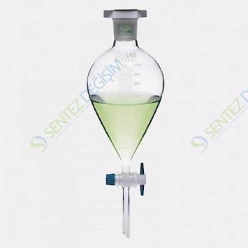 ISOLAB 031.04.050 Ayırma Hunisi - Cam - Armudi - Dereceli - PTFE Musluklu - 50 ml