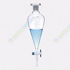 ISOLAB 031.02.901 Ayırma Hunisi - Cam - Konik - Dereceli - PTFE Musluklu - 1000 ml