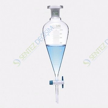 ISOLAB 031.02.901 Ayırma Hunisi - Cam - Konik - Dereceli - PTFE Musluklu - 1000 ml