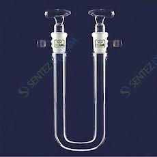 ISOLAB 065.63.180 Kurutma Tüpü - U Şekilli - Musluklu - 180 mm - Çap : 18 mm - Dişi Şilif : NS 19/26