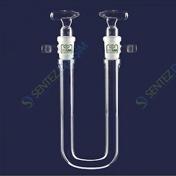 ISOLAB 065.63.180 Kurutma Tüpü - U Şekilli - Musluklu - 180 mm - Çap : 18 mm - Dişi Şilif : NS 19/26