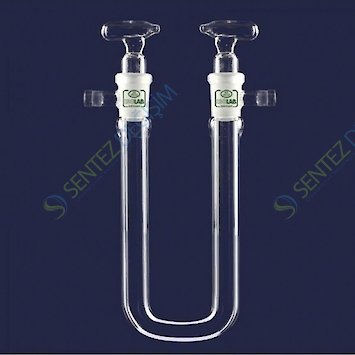 ISOLAB 065.63.130 Kurutma Tüpü - U Şekilli - Musluklu - 130 mm - Çap : 13 mm - Dişi Şilif : NS 14/23