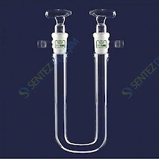 ISOLAB 065.63.100 Kurutma Tüpü - U Şekilli - Musluklu - 100 mm - Çap : 13 mm - Dişi Şilif : NS 14/23