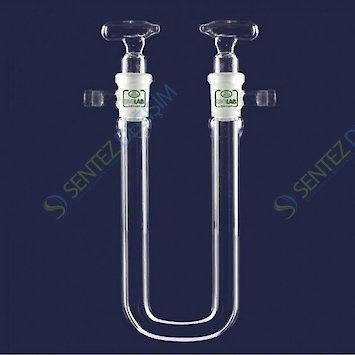 ISOLAB 065.63.100 Kurutma Tüpü - U Şekilli - Musluklu - 100 mm - Çap : 13 mm - Dişi Şilif : NS 14/23