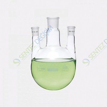 ISOLAB 030.43.901 Balon Dibi Yuvarlak 3 Boyunlu Paralel Yan Boyun Merkez Boyun : NS 24/29 Yan Boyun(lar) : NS 14/23 1000 ml