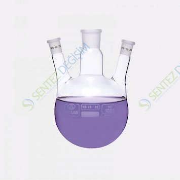 ISOLAB 030.39.500 Balon Dibi Yuvarlak 3 Boyunlu Yan Dişi Şilif Merkez Boyun : NS 29/32 Yan Boyun(lar) : NS 14/23 500 ml