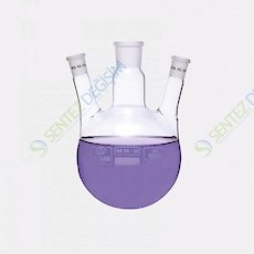 ISOLAB 030.38.250 Balon Dibi Yuvarlak 3 Boyunlu Yan Dişi Şilif Merkez Boyun : NS 24/29 Yan Boyun(lar) : NS 19/26 250 ml