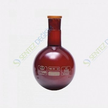 ISOLAB 030.12.501 Balon - Dibi Yuvarlak - Amber - Şilifli - 500 ml - NS 29/32