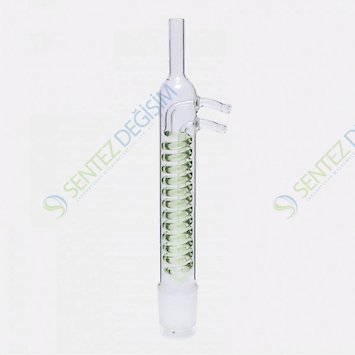 ISOLAB 035.13.500 Soğutucu - Dimroth - Soxhlet için - 500 mm - Erkek Şilif : NS 45/40 - Cam Yan Kol