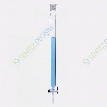 ISOLAB 066.10.001 Kromotografi Kolonu - Dişi Şilifli & Fritsiz - 200 mm - Çap.10 mm - Dişi Şilif: NS 14/23