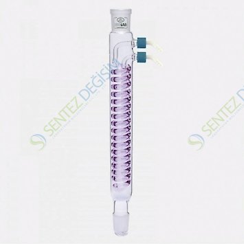 ISOLAB 033.18.403 Soğutucu - Dimroth - 400 mm - Dişi Şilif : NS 29/32 - Erkek Şilif : NS 29/32 - P.P Yan Kol