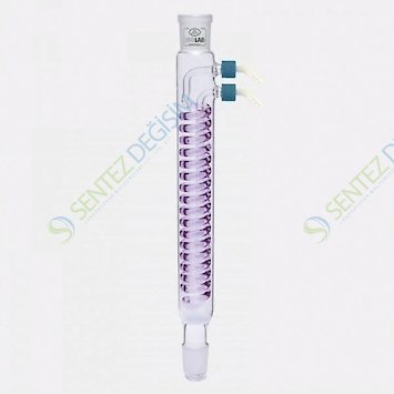 ISOLAB 033.18.160 Soğutucu - Dimroth - 160 mm - Dişi Şilif : NS 14/23 - Erkek Şilif : NS 14/23 - P.P Yan Kol