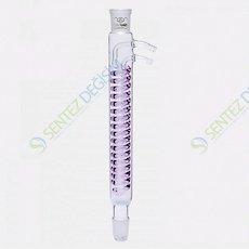 ISOLAB 033.17.400 Soğutucu - Dimroth - 400 mm - Dişi Şilif : NS 14/23 - Erkek Şilif : NS 14/23 - Cam Yan Kol