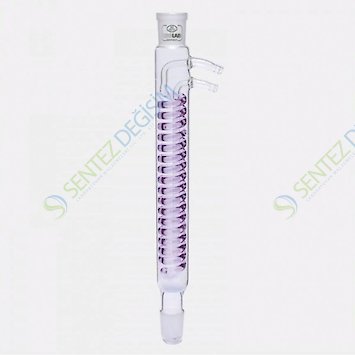 ISOLAB 033.17.400 Soğutucu - Dimroth - 400 mm - Dişi Şilif : NS 14/23 - Erkek Şilif : NS 14/23 - Cam Yan Kol