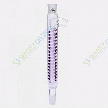 ISOLAB 033.17.250 Soğutucu - Dimroth - 250 mm - Dişi Şilif : NS 14/23 - Erkek Şilif : NS 14/23 - Cam Yan Kol