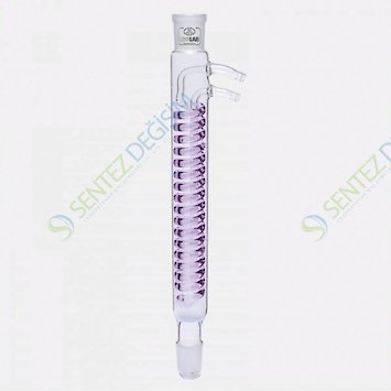 ISOLAB 033.17.163 Soğutucu - Dimroth - 160 mm - Dişi Şilif : NS 29/32 - Erkek Şilif : NS 29/32 - Cam Yan Kol