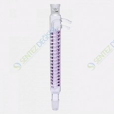 ISOLAB 033.17.160 Soğutucu - Dimroth - 160 mm - Dişi Şilif : NS 14/23 - Erkek Şilif : NS 14/23 - Cam Yan Kol