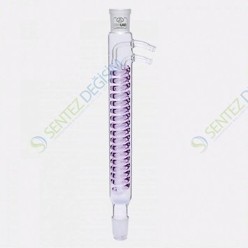 ISOLAB 033.17.160 Soğutucu - Dimroth - 160 mm - Dişi Şilif : NS 14/23 - Erkek Şilif : NS 14/23 - Cam Yan Kol