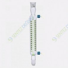 ISOLAB 033.16.253 Soğutucu - Spiralli - 250 mm - Dişi Şilif : NS 29/32 - Erkek Şilif : NS 29/32 - P.P Yan Kol