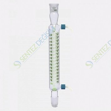 ISOLAB 033.16.253 Soğutucu - Spiralli - 250 mm - Dişi Şilif : NS 29/32 - Erkek Şilif : NS 29/32 - P.P Yan Kol