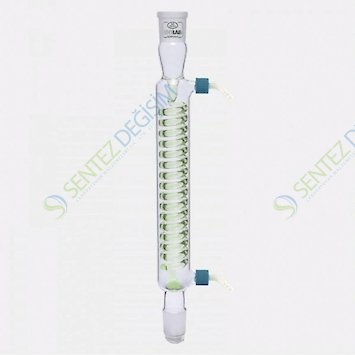ISOLAB 033.16.160 Soğutucu - Spiralli - 160 mm - Dişi Şilif : NS 14/23 - Erkek Şilif : NS 14/23 - P.P Yan Kol