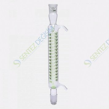 ISOLAB 033.15.403 Soğutucu - Spiralli - 400 mm - Dişi Şilif : NS 29/32 - Erkek Şilif : NS 29/32 - Cam Yan Kol