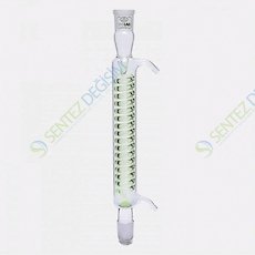 ISOLAB 033.15.253 Soğutucu - Spiralli - 250 mm - Dişi Şilif : NS 29/32 - Erkek Şilif : NS 29/32 - Cam Yan Kol